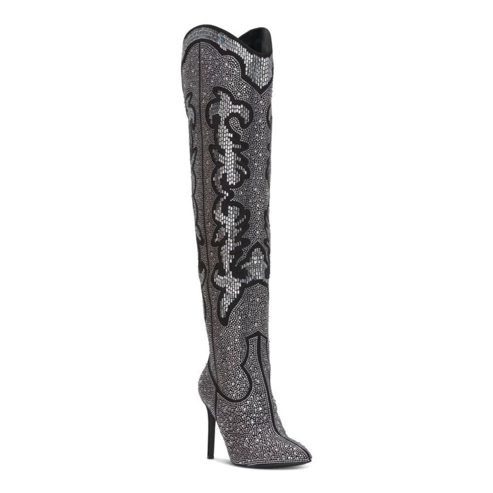 INC Womens Silver Western V-Cut Back Iresa 4 Toe Stiletto Heeled Boots 5.5 M